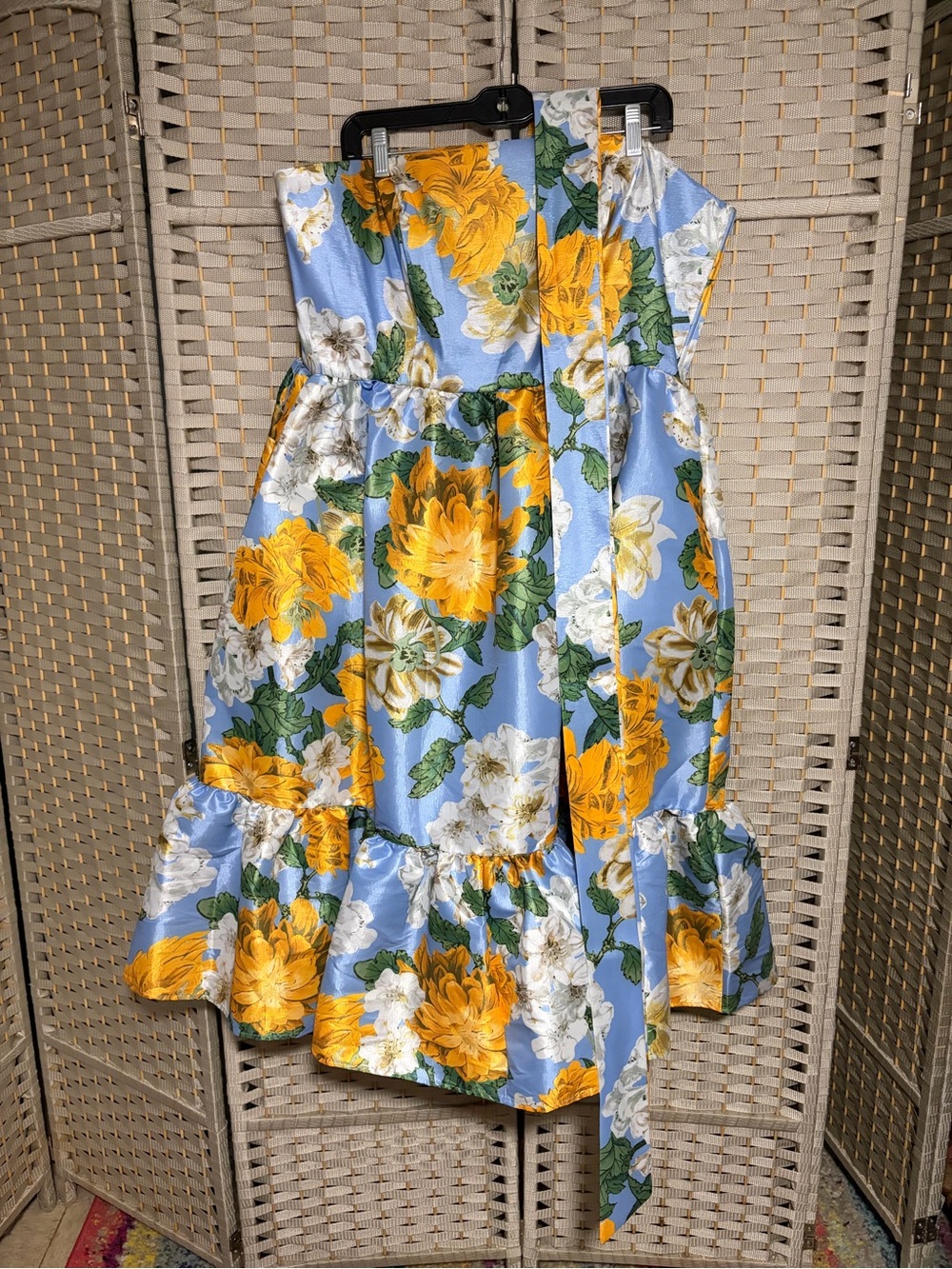 New York & Company Strapless Tea-Length Garden Party Wedding Guest Dress